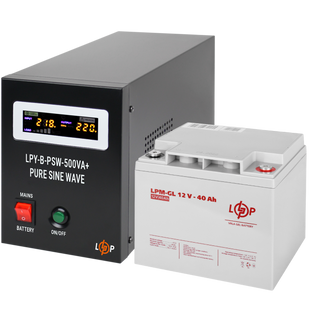 Комплект резервного живлення для котла LP (LogicPower) ДБЖ + гелева батарея (UPS B500 + АКБ GL 520W) 14018 фото