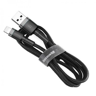 Кабель Baseus Cafule USB 2.0 to Lightning 2.4A 1M Чорний/Сірий (CALKLF-BG1) 18646 фото