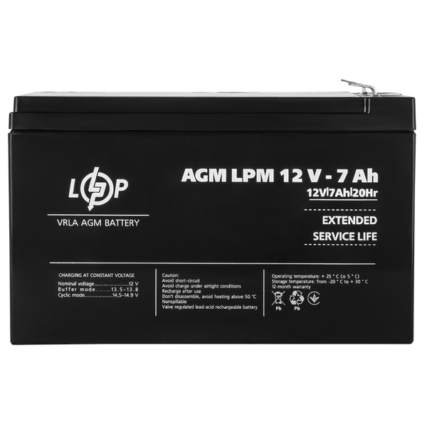 Акумулятор AGM LPM 12V - 7 Ah 25441 фото