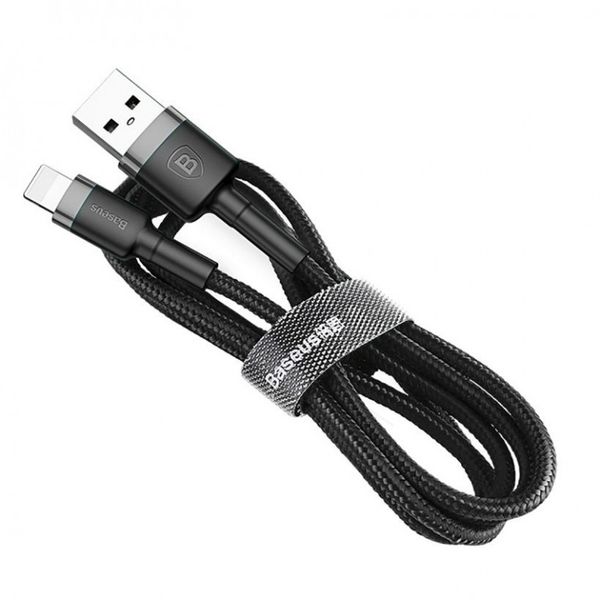 Кабель Baseus Cafule USB 2.0 to Lightning 2.4A 1M Черный/Серый (CALKLF-BG1) 18646 фото