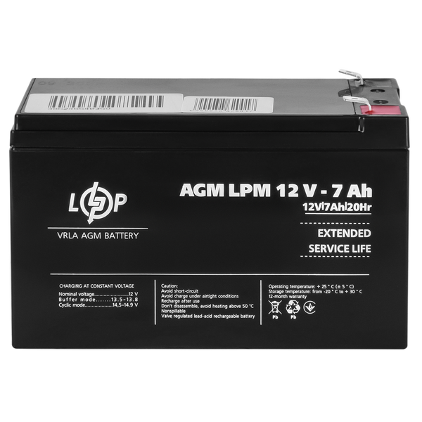 Акумулятор AGM LPM 12V - 7 Ah 25441 фото
