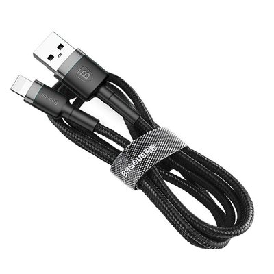 Кабель Baseus Cafule USB 2.0 to Lightning 1.5A 2M Чорний/Сірий (CALKLF-CG1) 16576 фото