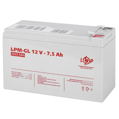 Акумулятор гелевий LPM-GL 12V - 7.5 Ah 6562 фото