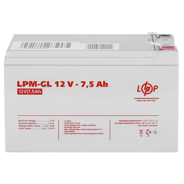 Аккумулятор гелевый LogicPower LPM-GL 12 - 7,5 AH 6562 фото