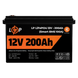 Акумулятор LP LiFePO4 12V (12,8V) - 200 Ah (2560Wh) (Smart BMS 100А) з BT пластик для ДБЖ 20198 фото 2
