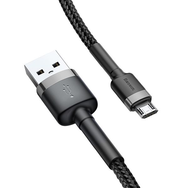 Кабель Baseus Cafule USB 2.0 to microUSB 2.4 A 1M Чорний/Сірий (CAMKLF-BG1) 16649 фото