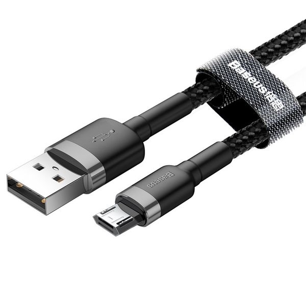 Кабель Baseus Cafule USB 2.0 to microUSB 2.4A 1M Черный/Серый (CAMKLF-BG1) 16649 фото