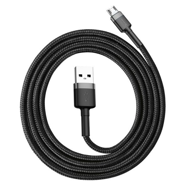 Кабель Baseus Cafule USB 2.0 to microUSB 2.4 A 1M Чорний/Сірий (CAMKLF-BG1) 16649 фото