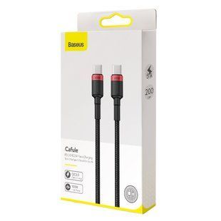 Кабель Baseus Cafule Type-C to Type-C PD2.0 100W 5A 20V 2M Чорний/Червоний (CATKLF-AL91) 16599 фото