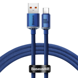 Кабель Baseus Crystal Shine USB 2.0 to Type-C 100W 1.2M Синій (CAJY000403) 20406 фото