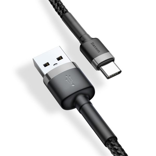 Кабель Baseus Cafule USB 2.0 to Type-C 2A 2M Черный/Серый (CATKLF-CG1) 16656 фото