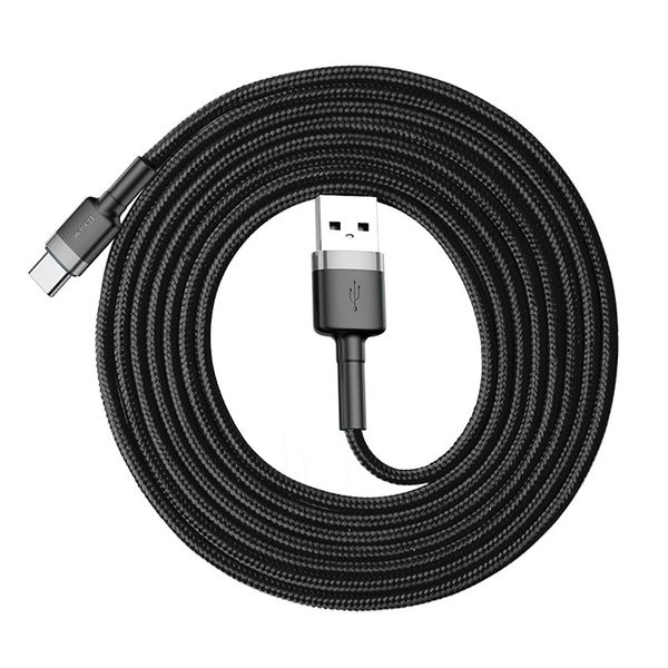 Кабель Baseus Cafule USB 2.0 to Type-C 2A 2M Черный/Серый (CATKLF-CG1) 16656 фото