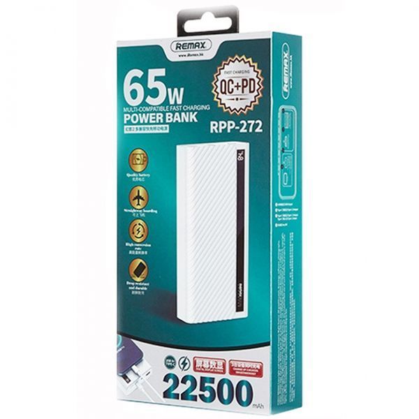 Внешний аккумулятор Remax Hunyo II 65W QC+PD 22500mAh Белый (RPP-272) 18705 фото