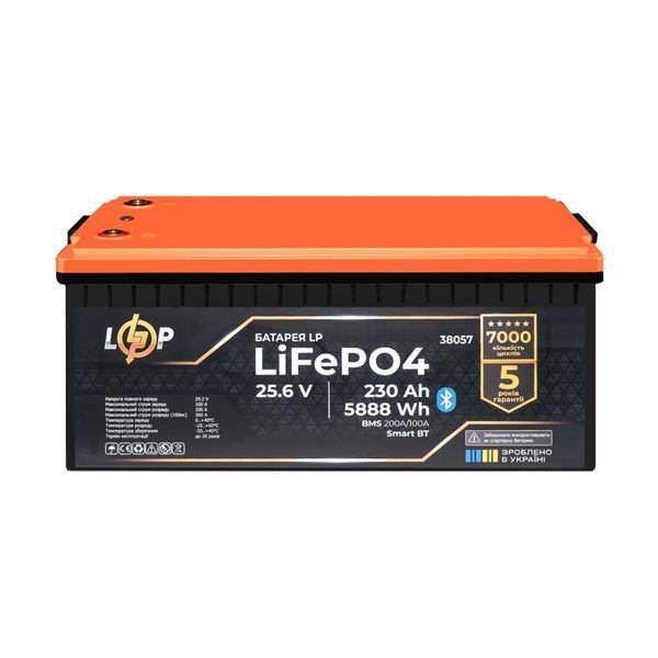 Аккумулятор LP LiFePO4 25,6V - 230 Ah (5888Wh) (BMS 200A/100А) пластик Smart BT 40339 фото