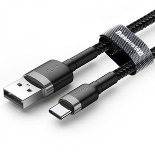 Кабель Baseus Cafule USB 2.0 to Type-C 3A 1M Черный/Серый (CATKLF-BG1) 17018 фото