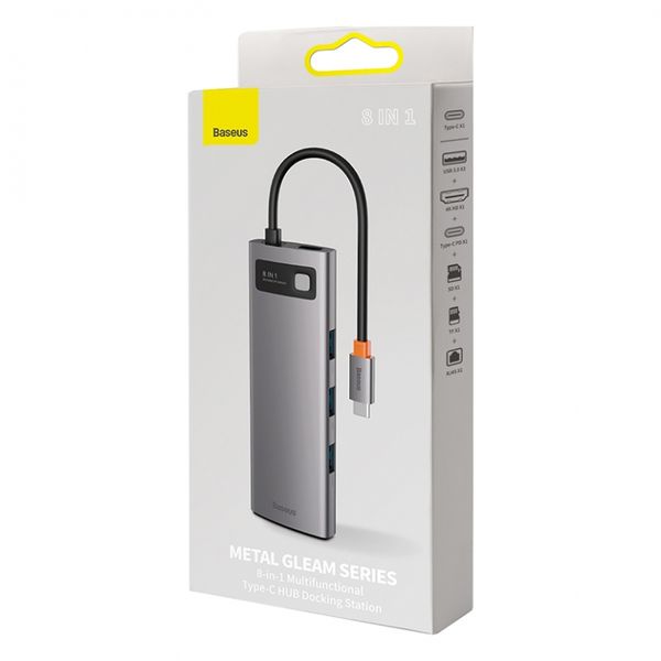 USB Hub Baseus Metal Gleam Series 8-in-1 Multifunctional Type-C Сірий (CAHUB-CV0G) 16986 фото