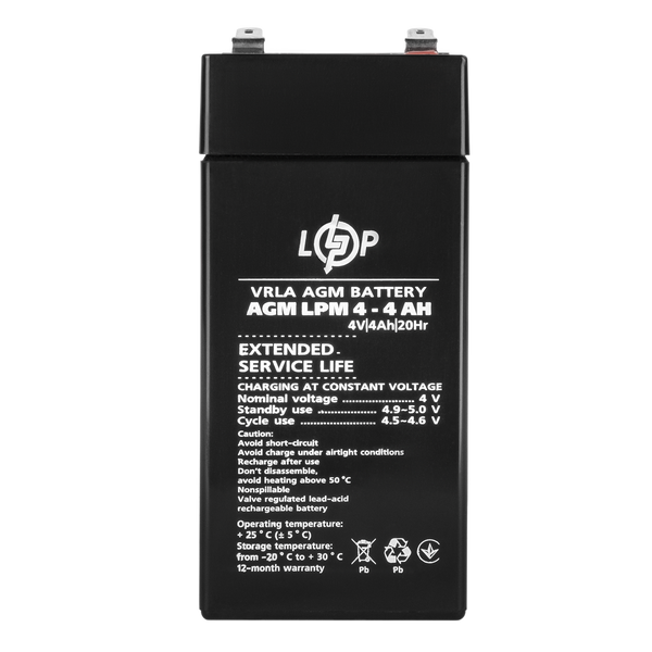 Аккумулятор AGM LogicPower LPM 4-4 AH 4135 фото