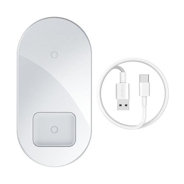 Беспроводное зарядное устройство Baseus Simple 2 in 1 AirPods Pro Белый (WXJK-C02) 16516 фото