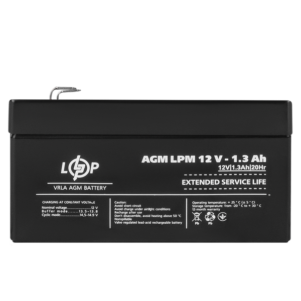 Акумулятор AGM LPM 12V - 1.3 Ah 4131 фото