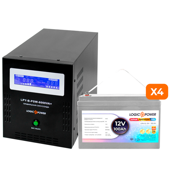 Комплект резервного питания LogicPower ИБП B6000 + гелевая батарея 1200W 18059 фото