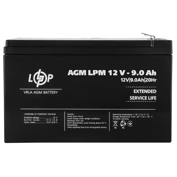 Акумулятор AGM LPM 12V - 9 Ah 3866 фото