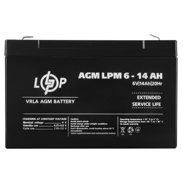 Акумулятор AGM LPM 6V - 14 Ah 4160 фото