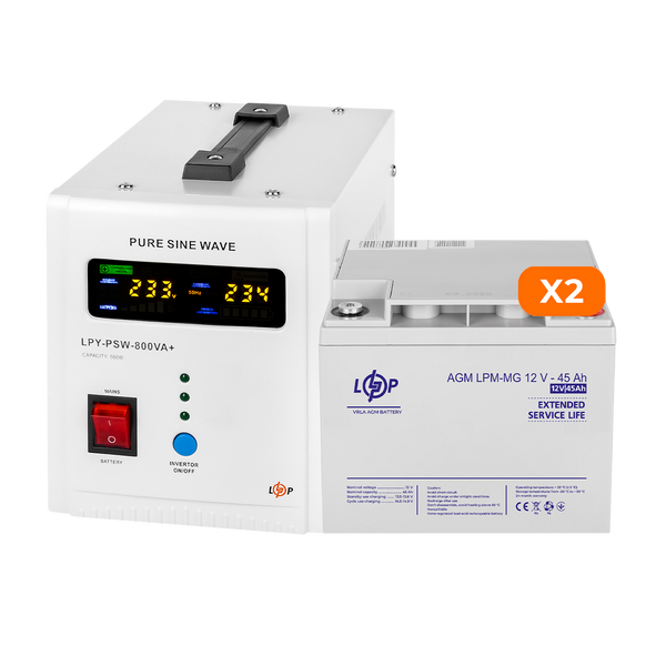 Комплект резервного живлення LogicPower 800 + мультигелева батарея 1080 Ватт (UPS 800+ АКБ MG 1080W) 23188 фото