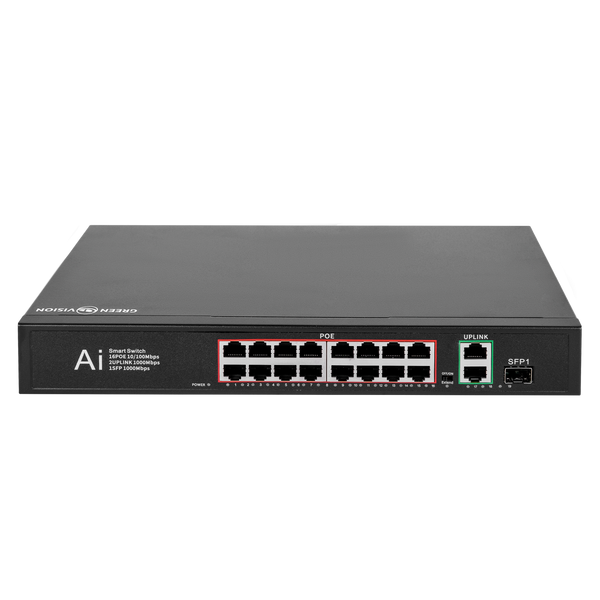 Коммутатор сетевой POE GreenVision GV-010-D-16+2 PG+1 SFP 11693 фото