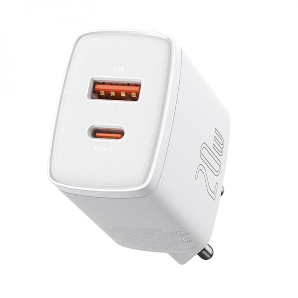 Мережевий зарядний пристрій Baseus Compact Quick Charger USB+Type-C 20 W Білий (CCXJ-B02) 17031 фото