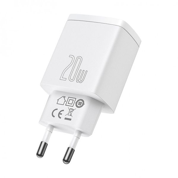 Мережевий зарядний пристрій Baseus Compact Quick Charger USB+Type-C 20 W Білий (CCXJ-B02) 17031 фото