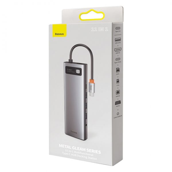 USB Hub Baseus Metal Gleam Series 11-in-1 Multifunctional Type-C Cерый (CAHUB-CT0G) 16983 фото