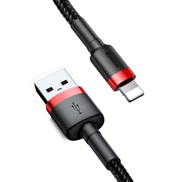 Кабель Baseus Cafule USB 2.0 to Lightning 2A 3M Чорний/Червоний (CALKLF-R91) 16593 фото