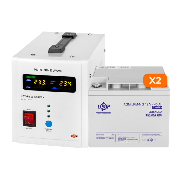 Комплект резервного живлення LogicPower 500 + мультигелева батарея 1080 Ватт (UPS 500+ АКБ MG 1080W) 23187 фото