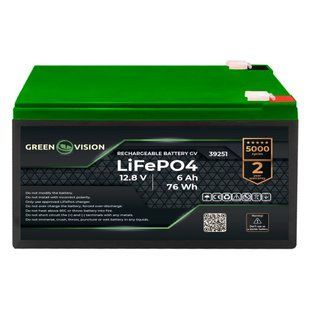 Акумулятор GV LiFePO4 12,8V - 6Ah (76Wh) 39251 фото