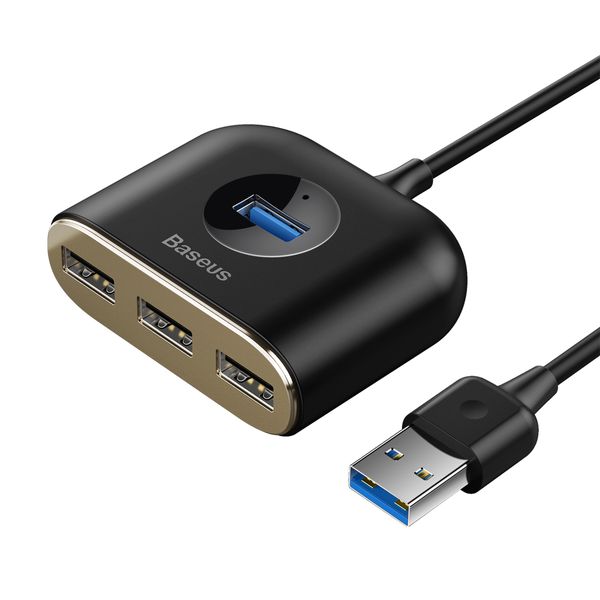 USB Hub Baseus Square Round 4 in 1 USB3.0 to USB3.0*1 + USB2.0*3 Черный (CAHUB-AY01) 16586 фото