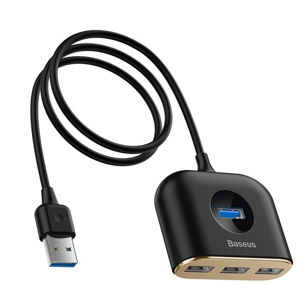 USB Hub Baseus Square Round 4 in 1 USB3.0 to USB3.0*1 + USB2.0*3 Черный (CAHUB-AY01) 16586 фото