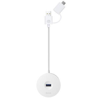 USB Hub Baseus Round Box USB/Type-C to USB3.0*1 + USB2.0*3 Белый (CAHUB-GB02) 16587 фото