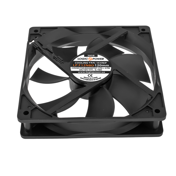 Вентилятор LP F12NBD, 120MM, 3pin + 4pin (Molex харчування), black 3858 фото