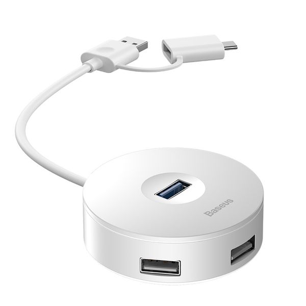 USB Hub Baseus Round Box USB/Type-C to USB3.0*1 + USB2.0*3 Белый (CAHUB-GB02) 16587 фото