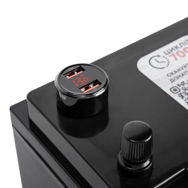Аккумулятор переносной с USB и роз. 12V LP LiFePO4 12V (12,8V) - 50 Ah (640Wh) (BMS 50A/25А) пластик с З.У. 19267 фото