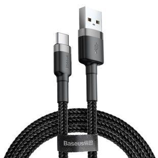 Кабель Baseus Cafule USB 2.0 to Type-C 3 A 0.5M Чорний/Сірий (CATKLF-AG1) 16492 фото
