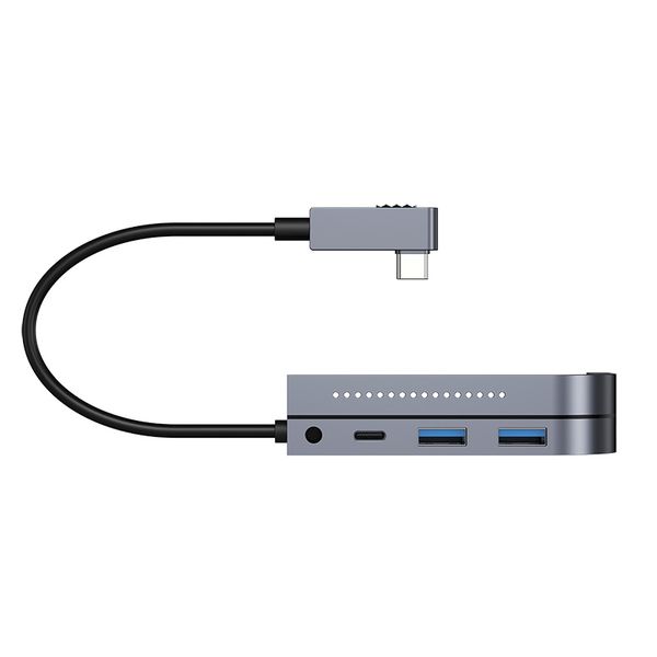 USB Hub Baseus Bend Angle No.7 Type-C to USB3.0*2+HDMI+microSD+mini-jack 3.5+Type-C PD (CAHUB-CWJ0G) 16513 фото