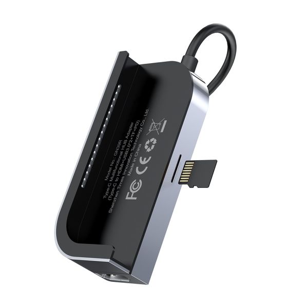 USB Hub Baseus Bend Angle No.7 Multifunctional Type-C to USB3.0*2 + HDMI + microSD + mini-jack 3.5 mm + Type-C PD Серый (CAHUB-CWJ0G) 16513 фото