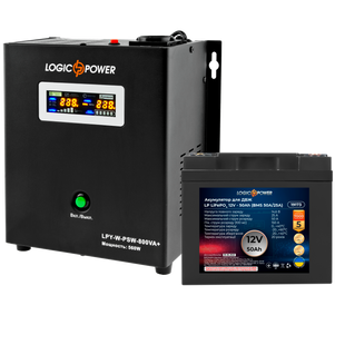 Комплект резервного живлення LP (LogicPower) ДБЖ + літієва (LiFePO4) батарея (UPS W800 + АКБ LiFePO4 750W) 19392 фото