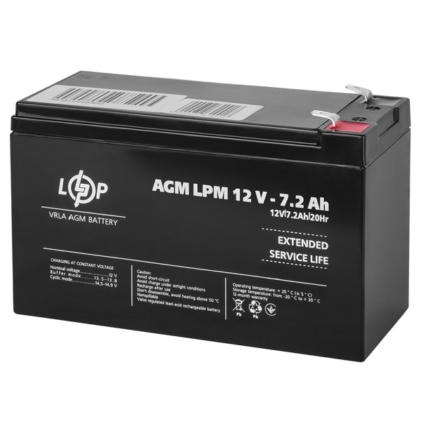 Акумулятор AGM LPM 12V - 7.2 Ah 3863 фото