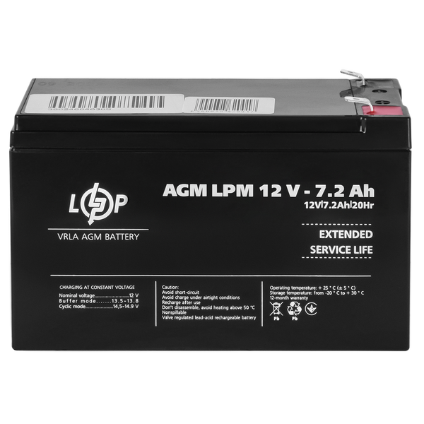 Акумулятор AGM LPM 12V - 7.2 Ah 3863 фото