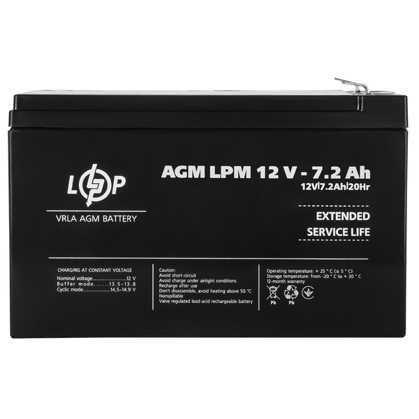 Акумулятор AGM LPM 12V - 7.2 Ah 3863 фото