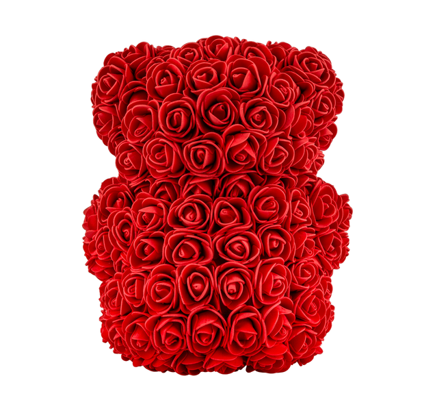 Мишко з 3D троянд 25 см червоний 8777 фото