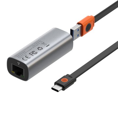USB Hub Baseus Steel Cannon USB + Type-C to Gigabit LAN Серый (CAHUB-AF0G) 16511 фото