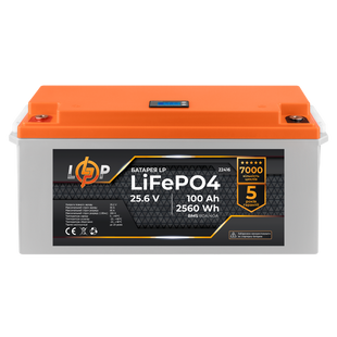 Акумулятор LP LiFePO4 24V (25,6V) - 100 Ah (2560Wh) (BMS 80/40А) пластик LCD 22416 фото